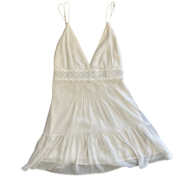 NWT Abercrombie & Fitch - Lace Trim Ivory Mini Dress - Size: Medium - Picture 3 of 16